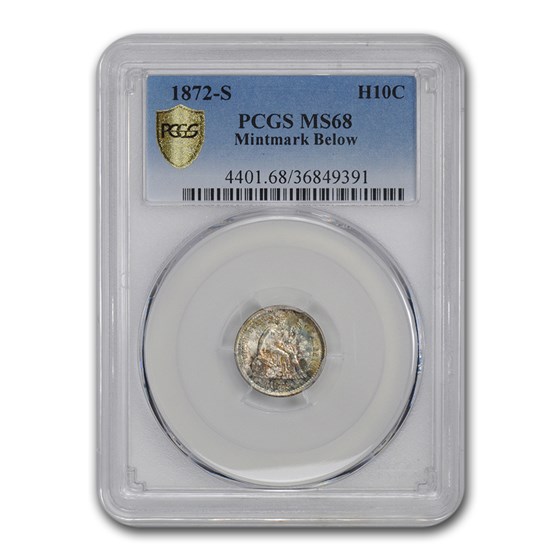 1872-S Liberty Seated Half Dime MS-68 PCGS (Mintmark Below) 1872-S Liberty Seated Half Dime MS-68 PCGS (Mintmark Below)